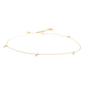 14k 5 Dangling Diamond Anklet