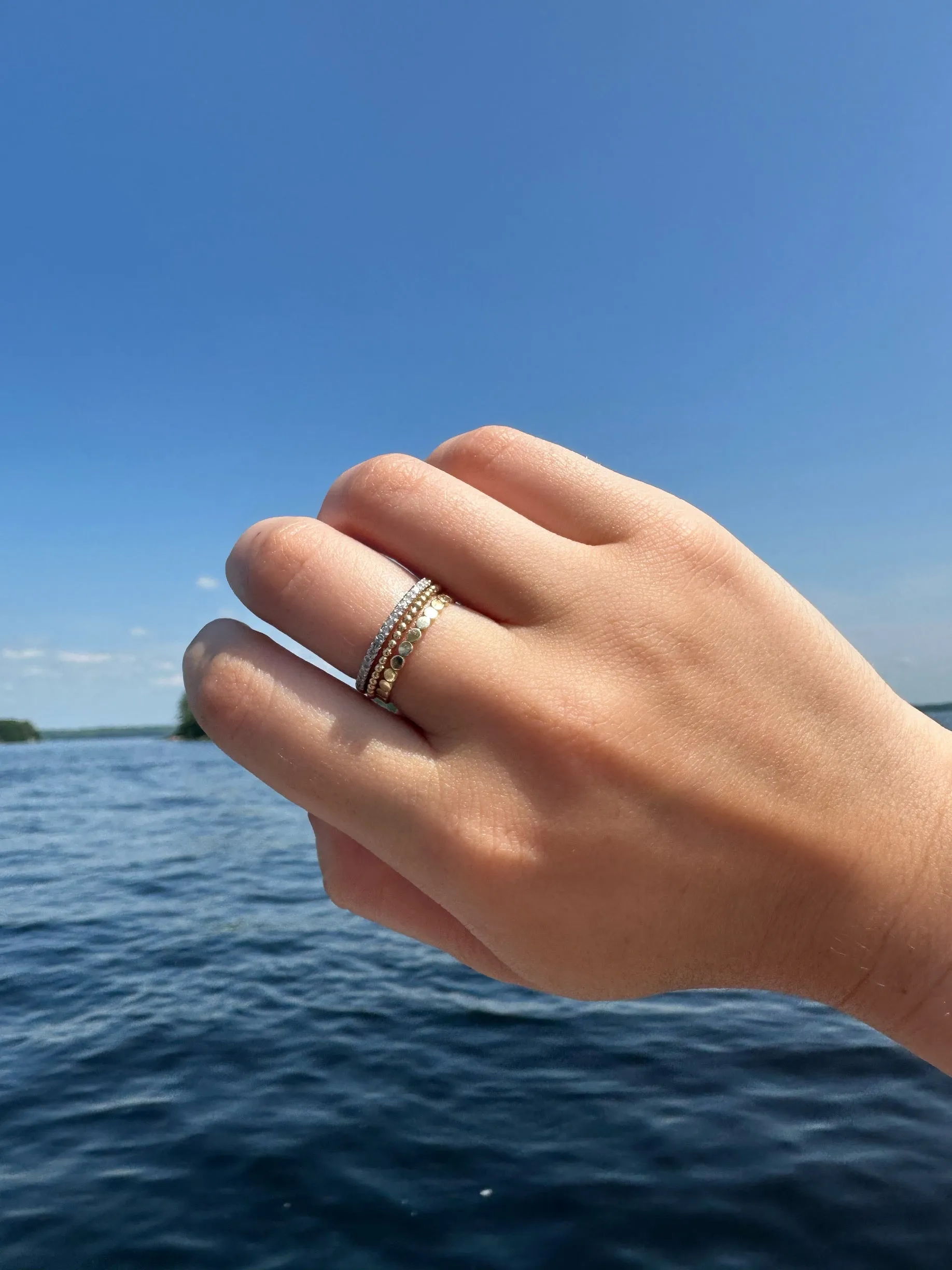 14K Gold and Diamond Stacking Ring