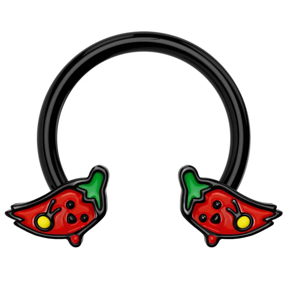 16G Red Ghost Pepper Horseshoe Ring