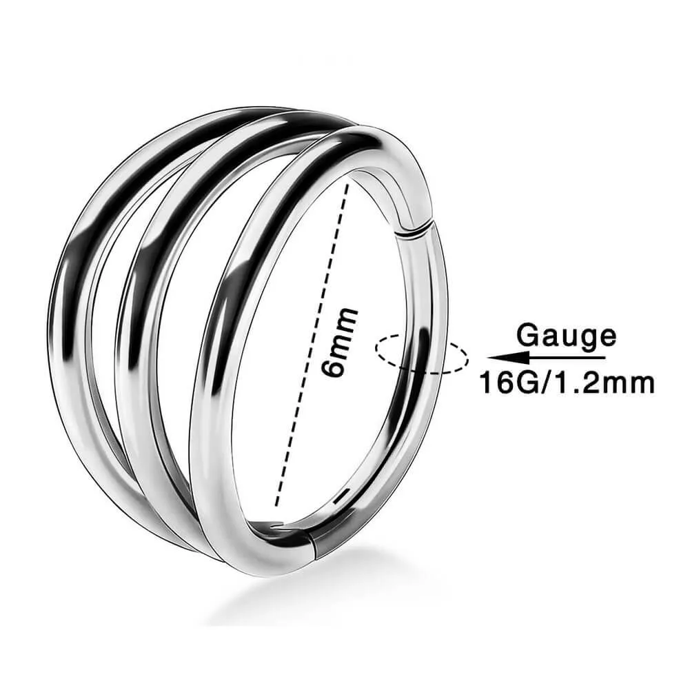 16G Titanium Triple Layered Hinged Segment Cartilage Ring