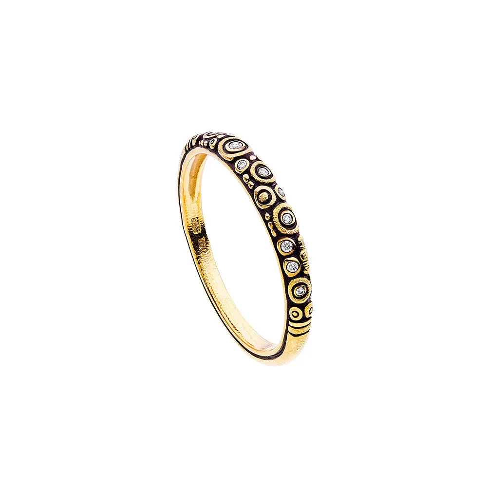 18 Karat Yellow Gold Diamond Circles band