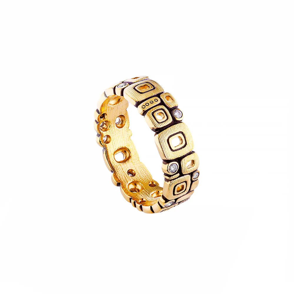 18 Karat Yellow Gold Little Windows Diamond band