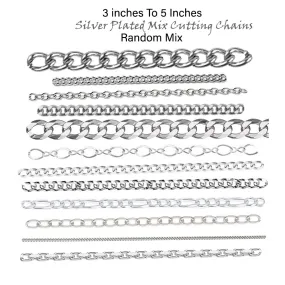 50 PIECES PACK OF ASSORTED SILVER CHAIN' CUTTING SIZE OF 3-5 INCHES' ASSORTMENT OF MULTIPLE DESIGNS AND SIZES