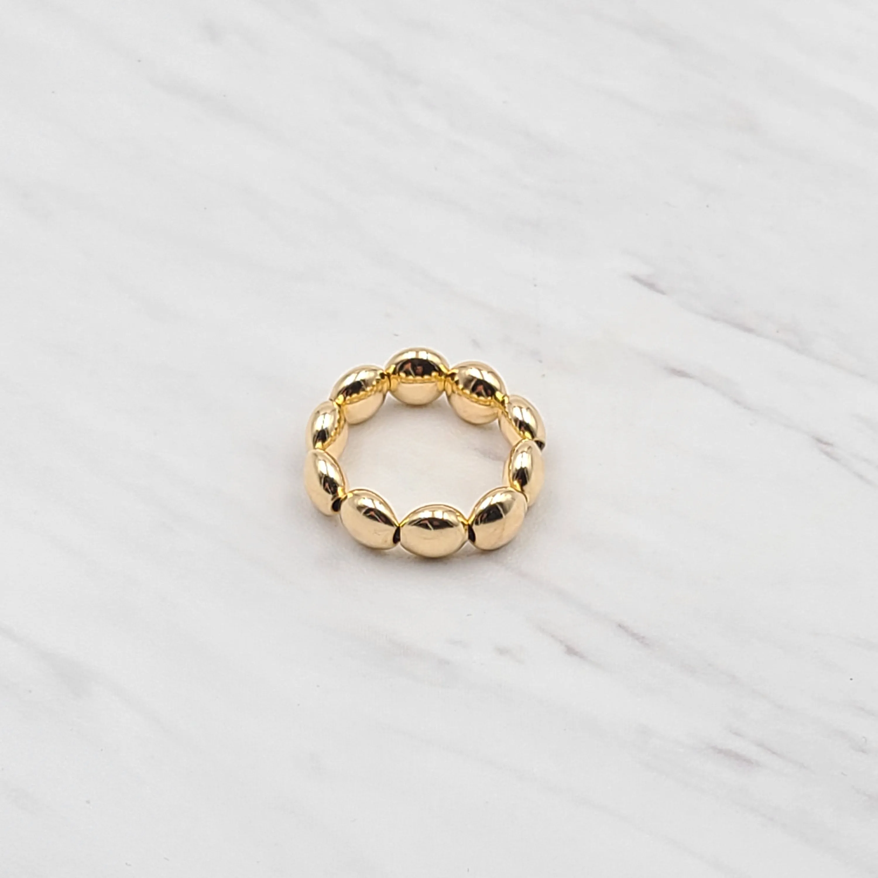 7mm Flat Gold Filled Beaded Stacking Ring