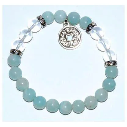 8mm Amazonite/ Quartz with Chinese Coin