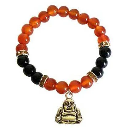 8mm Carnelian/ Black Onyx with Buddha