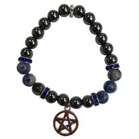 8mm Hematite (man-made)/ Sodalite with Pentagram