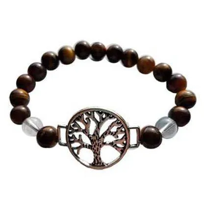 8mm Tiger Eye/ Quartz with Tree of Life