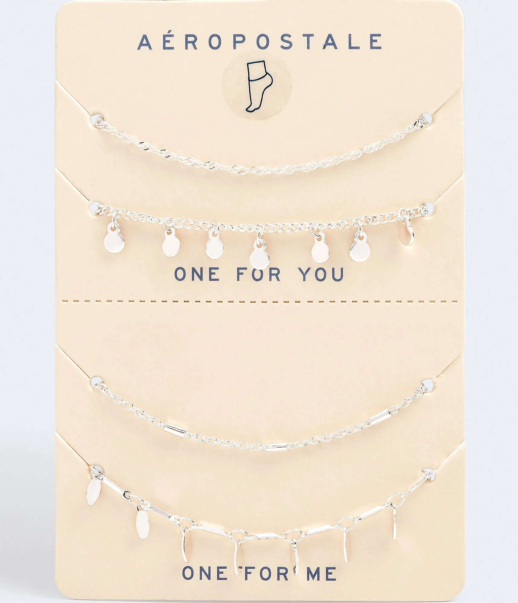 Aeropostale Best Friends Dangling Discs & Ovals Anklet Set