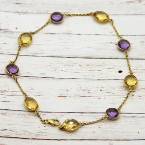 Amethyst Citrine Beaded Anklet