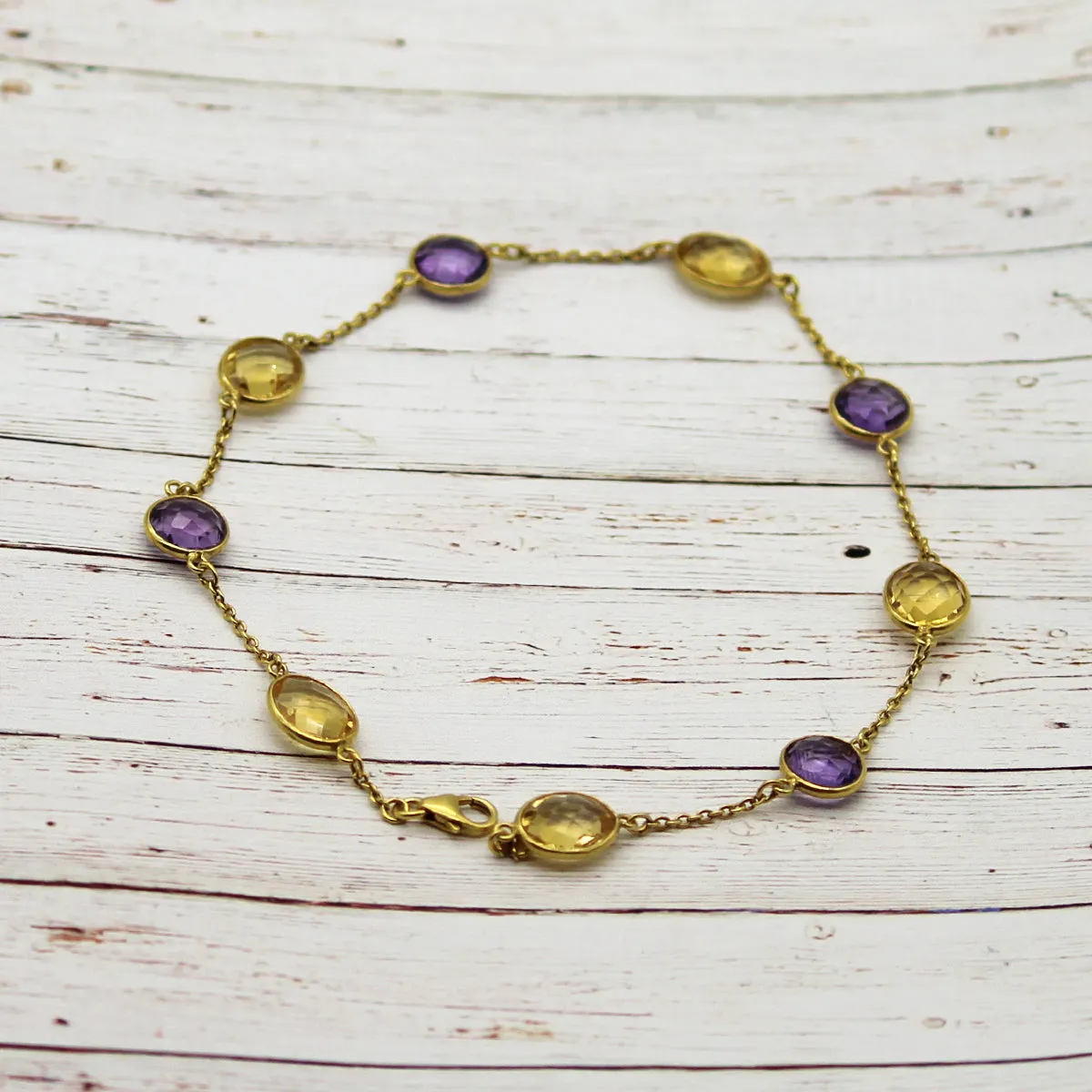 Amethyst Citrine Beaded Anklet