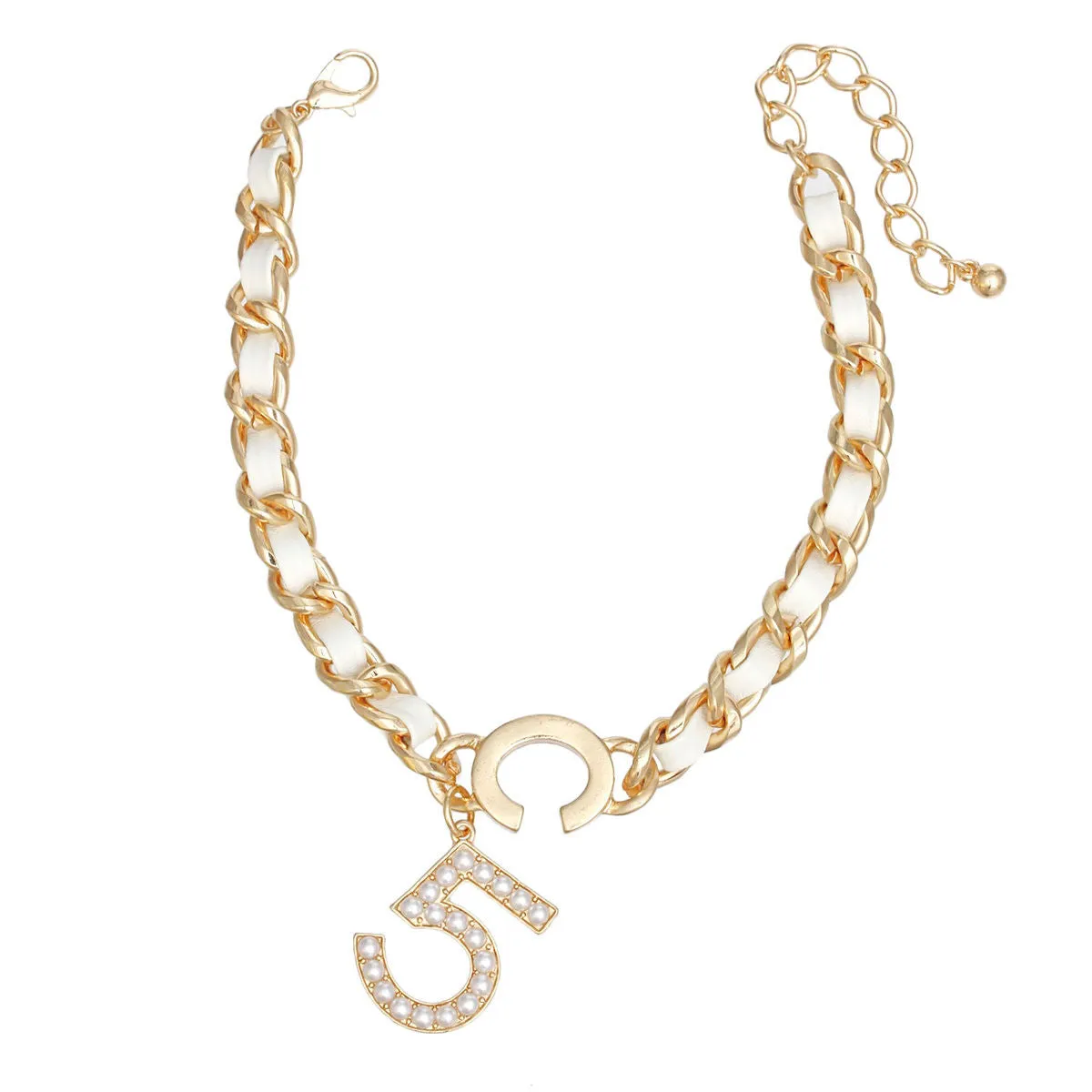 Anklet White Woven Gold Chain No 5 for Women