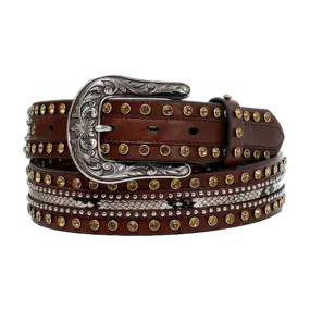 Ariat Ladies Brown Studed Western Belt A1590002