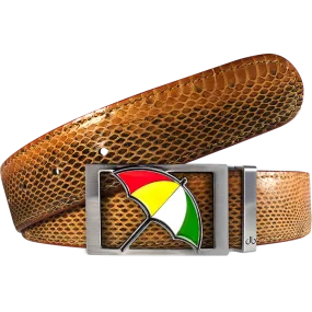 Arnold Palmer Snakeskin Leather Belt in Brown