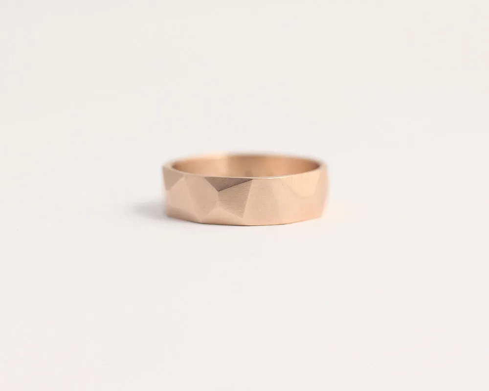 Asymmetrical Facets Ring in Rose Gold - Medium