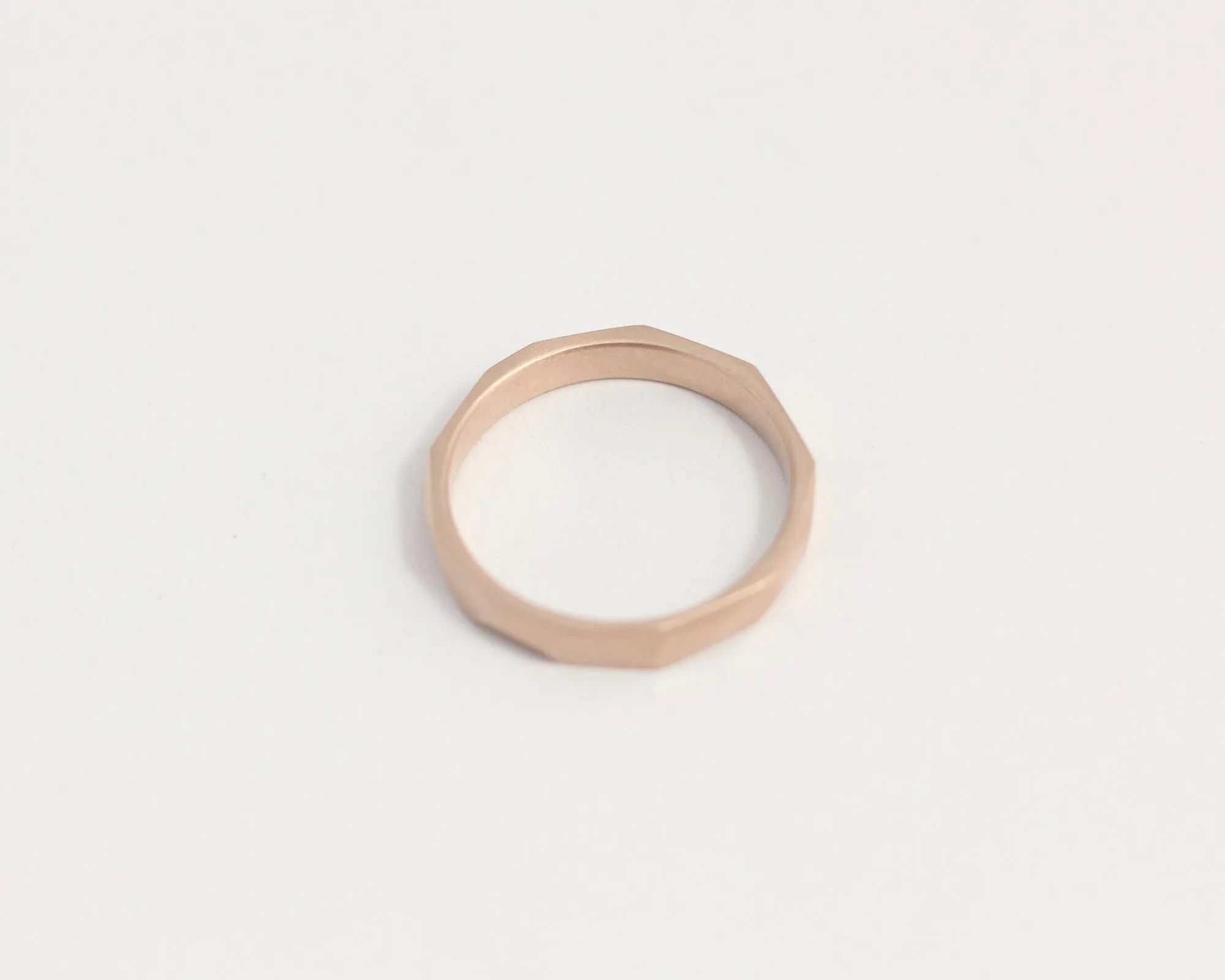 Asymmetrical Facets Ring in Rose Gold - Narrow