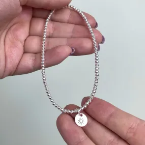 Beaded Anklet with Sterling Silver Charm