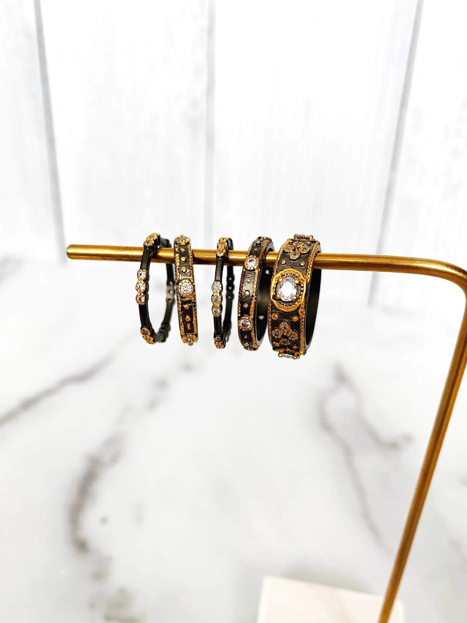 Black & Gold Stacking Rings