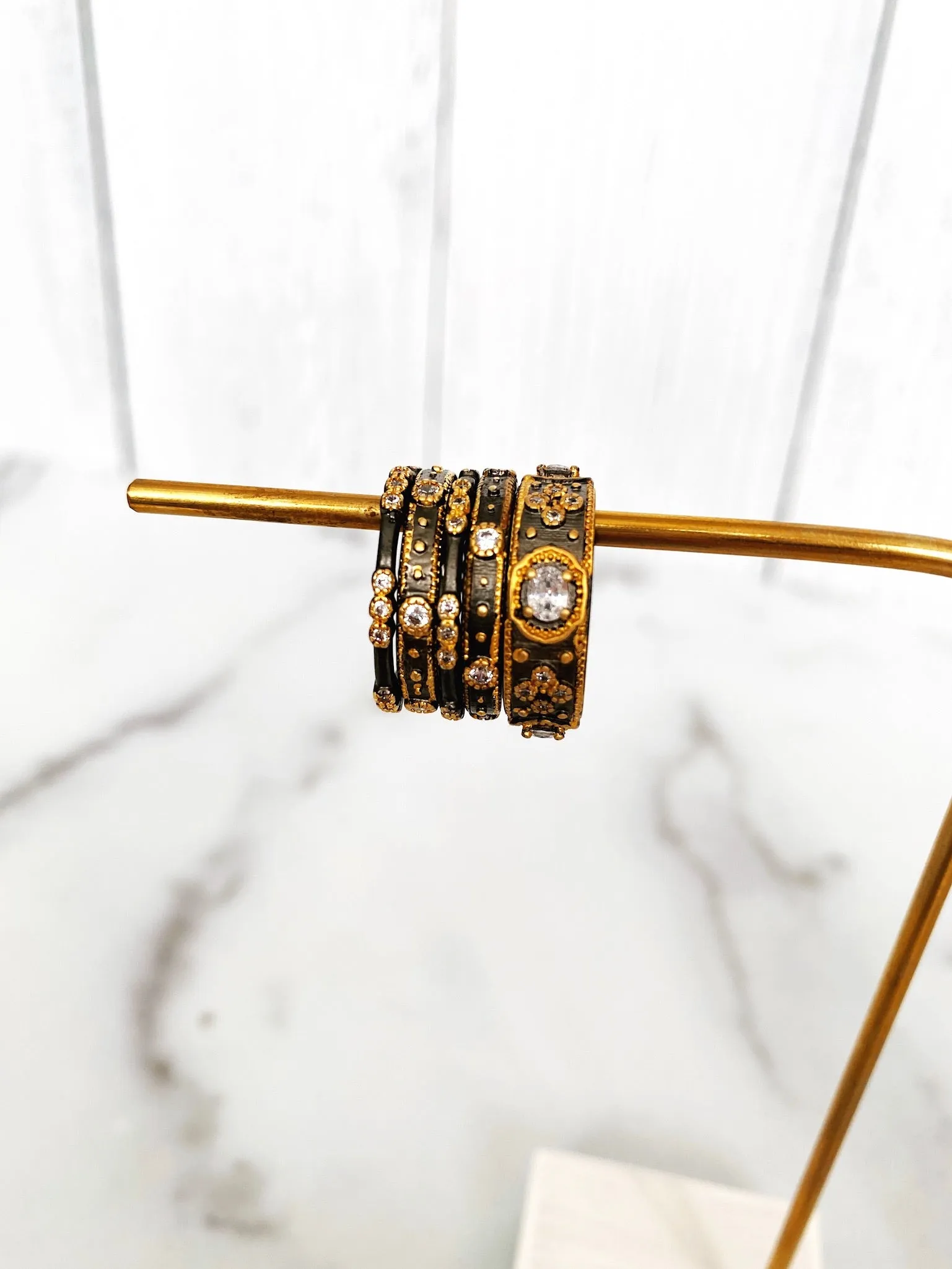 Black & Gold Stacking Rings