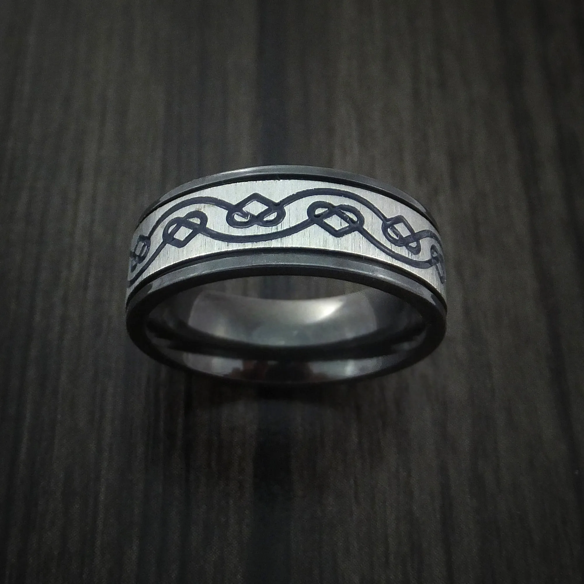 Black Titanium Celtic Heart Men's Ring Irish Knot Design Band