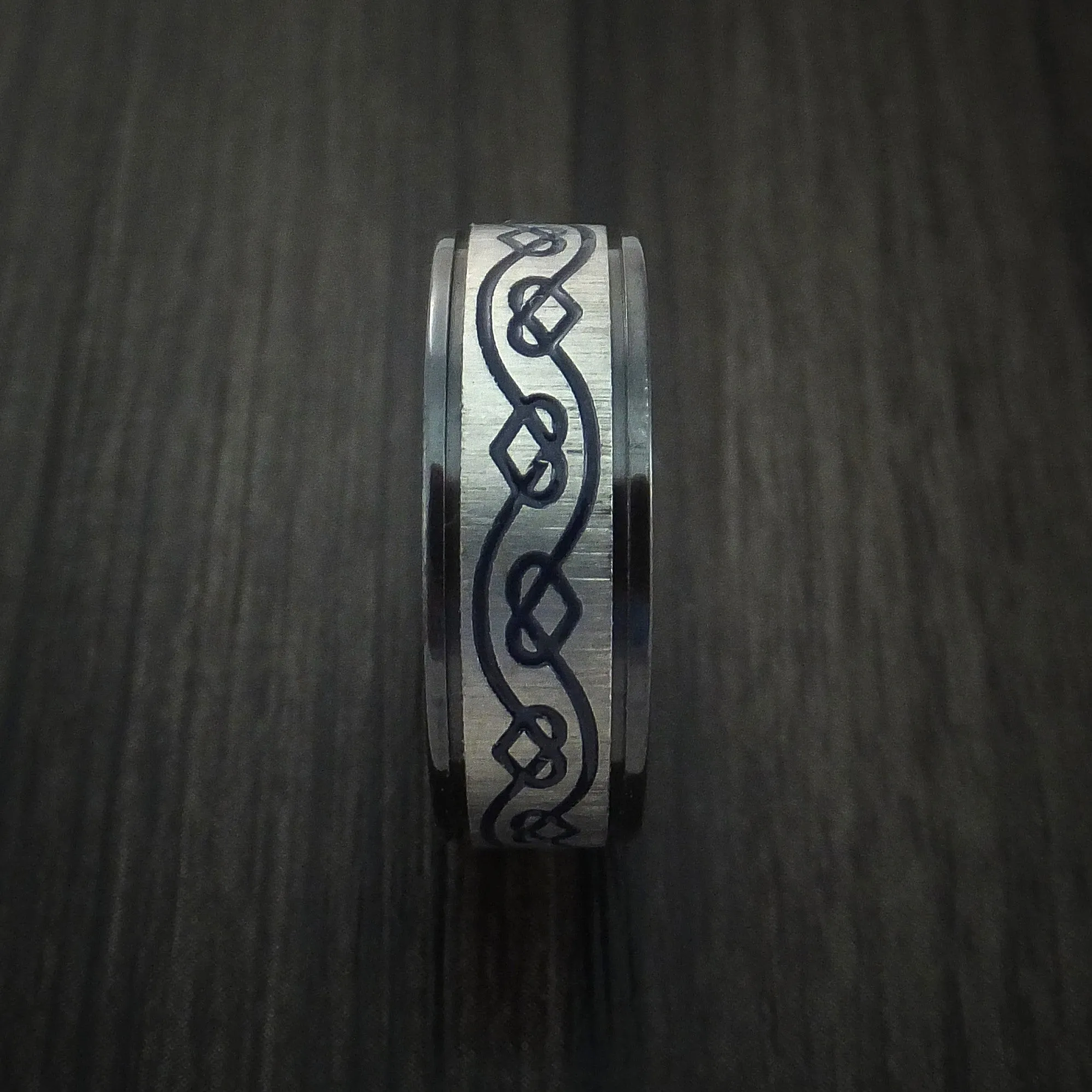 Black Titanium Celtic Heart Men's Ring Irish Knot Design Band