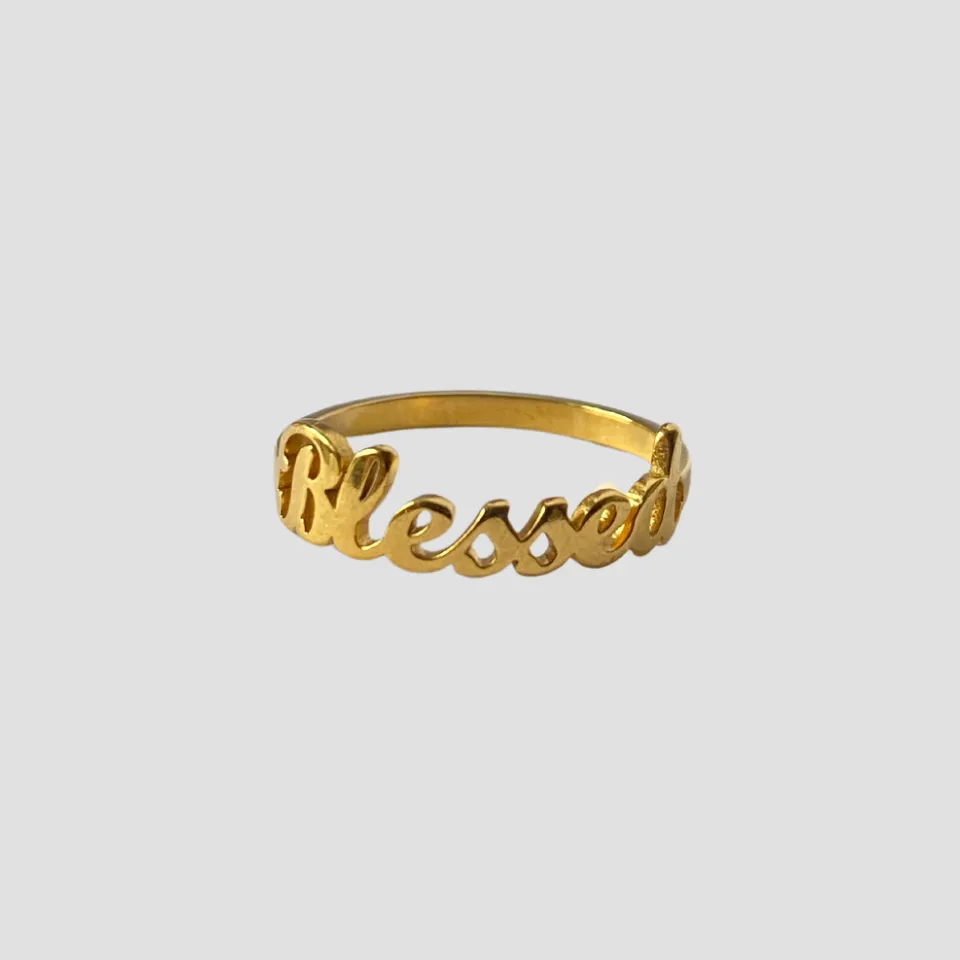 'Blessed' 18k Gold Ring