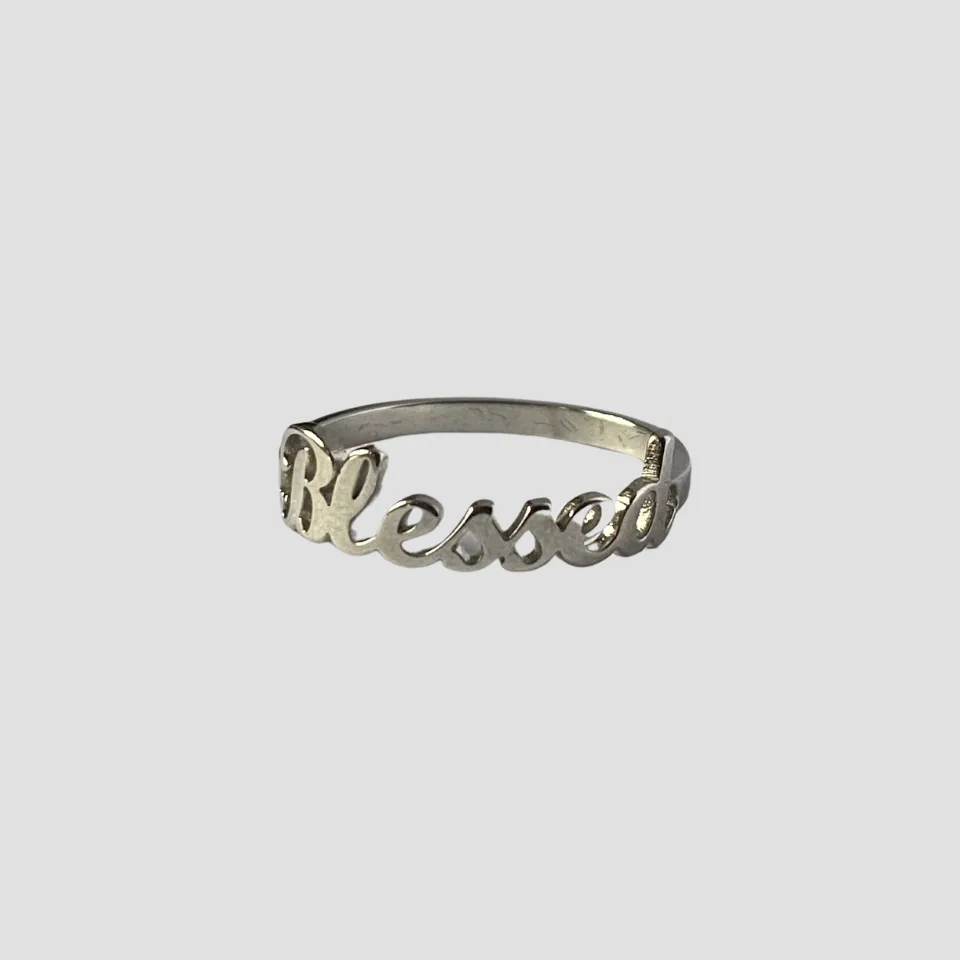 'Blessed' Steel Ring