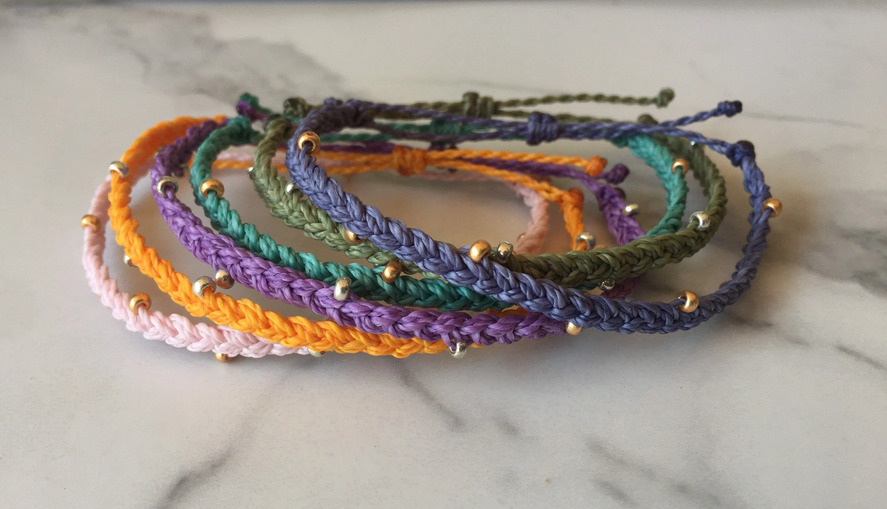 Braided Bead Accent String Bracelet/Anklet