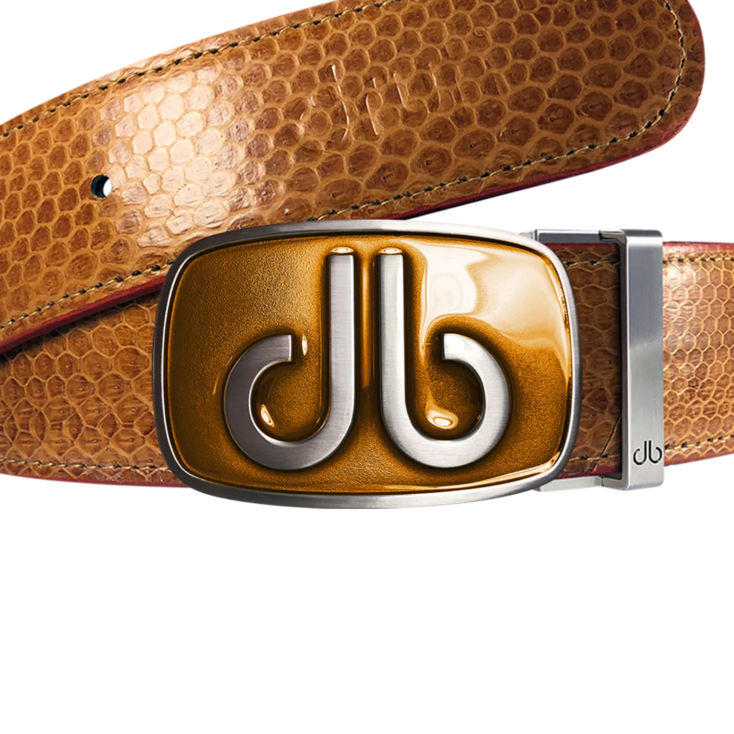 Brown Snakeskin Leather Belt with buckle