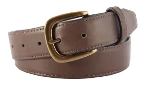 Chocolate Brown Smooth Leather Belt, Hudson Buckle (Antique Brass)