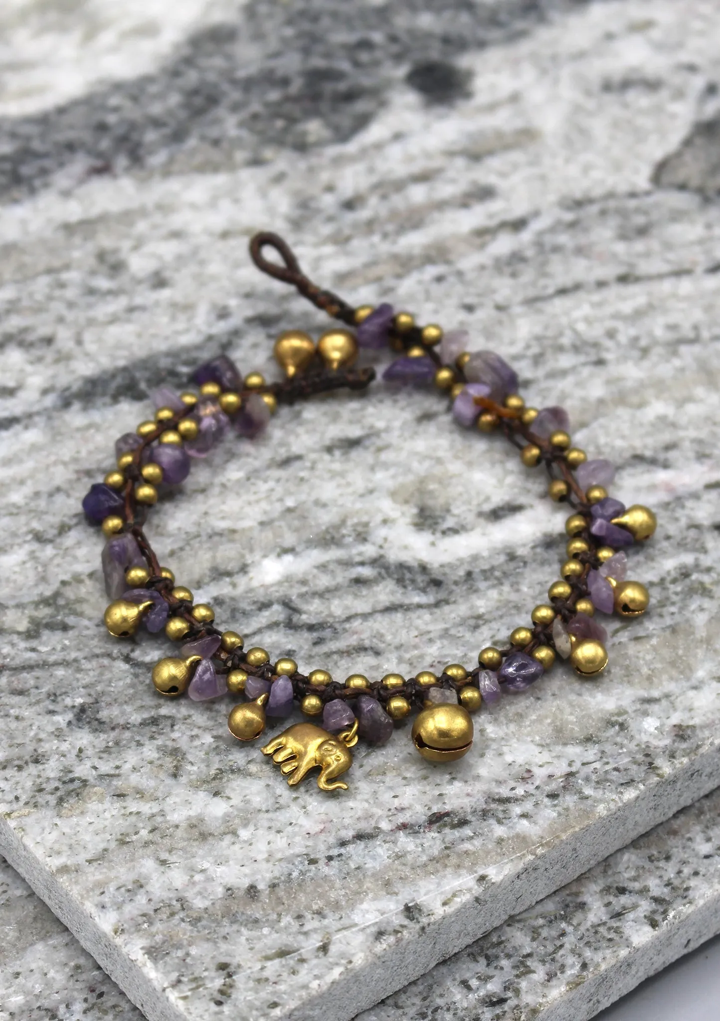 Colorful Stone Beaded Brass Bell Anklet