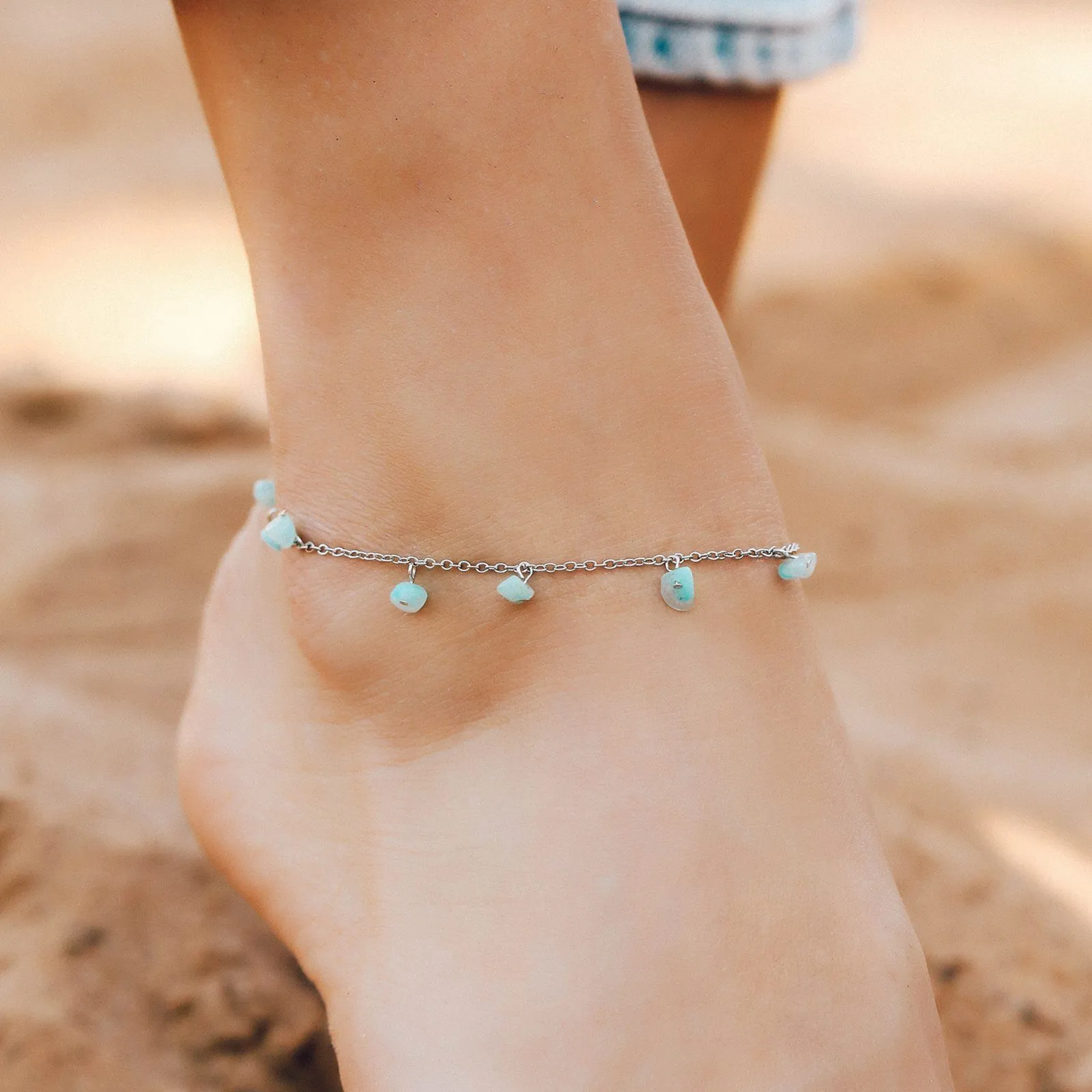 Dangling Gem Chain Anklet