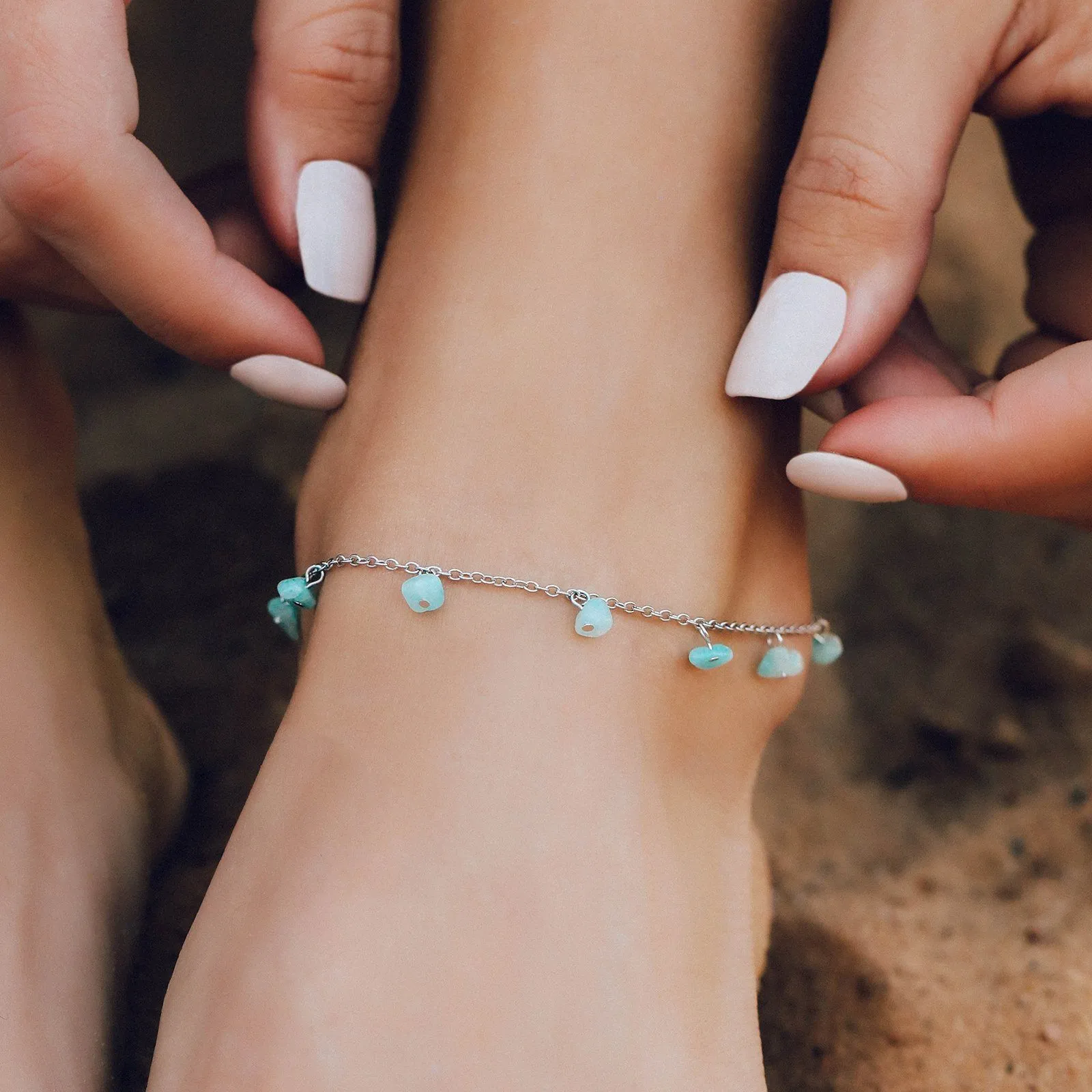 Dangling Gem Chain Anklet