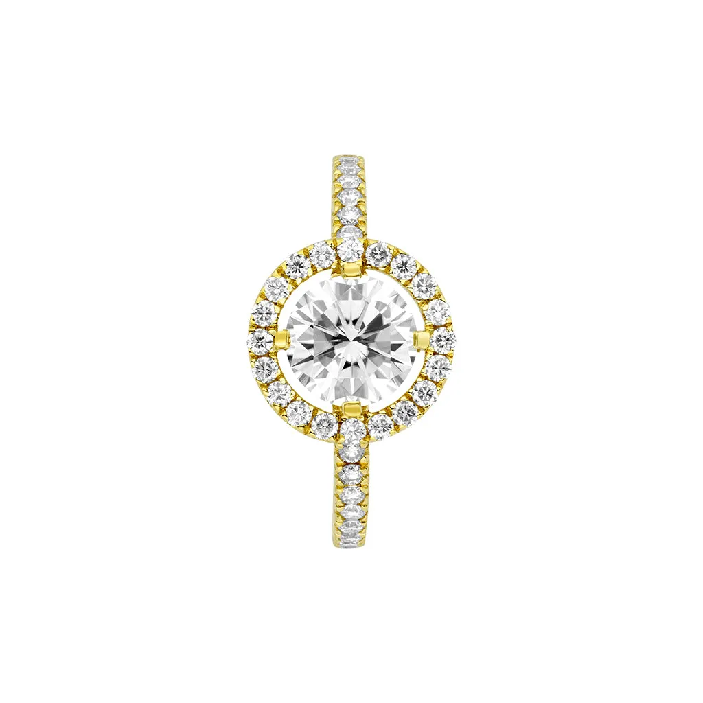 Diamond2 Solitaire Halo Ring with embellished band