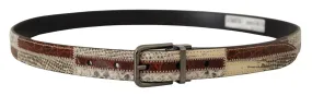 Dolce & Gabbana Multicolor Exotic Leather Patchwork Metal Belt