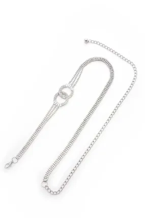 Double Circle Link Rhinestone Chain Belt