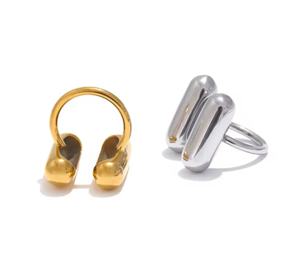 Double Pill 18k Gold Ring