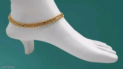 Elegant Gold-Plated Brass Women's Anklets – Timeless Charm for Every Occasion