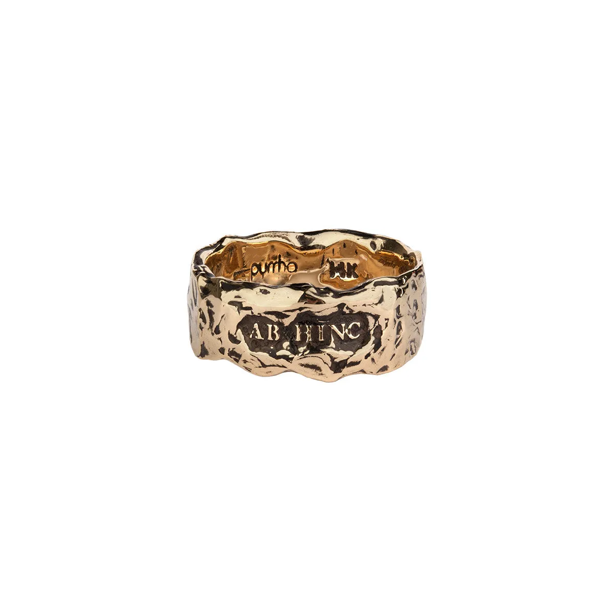 From Here On Wide 14K Gold Textured Band Ring