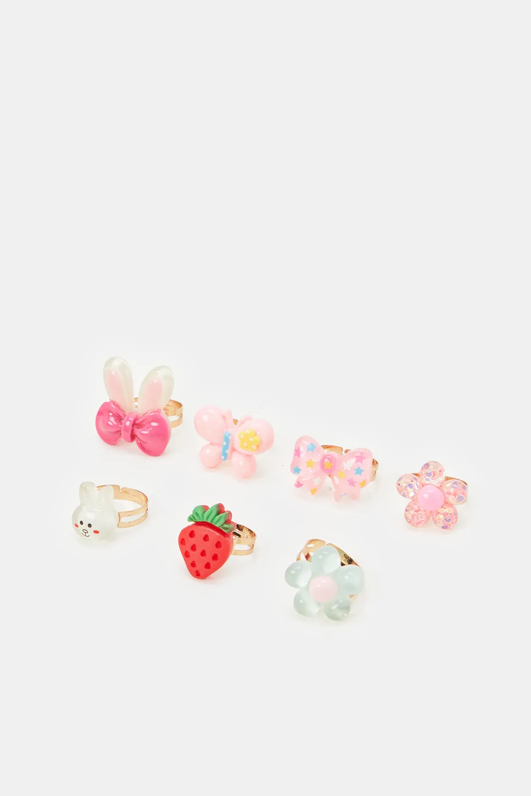 Girls Assorted Embellished Ring Set (Pack of 7)