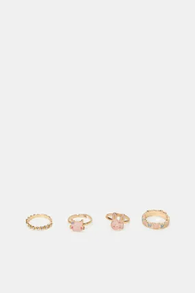 Girls Gold Embellished Ring set