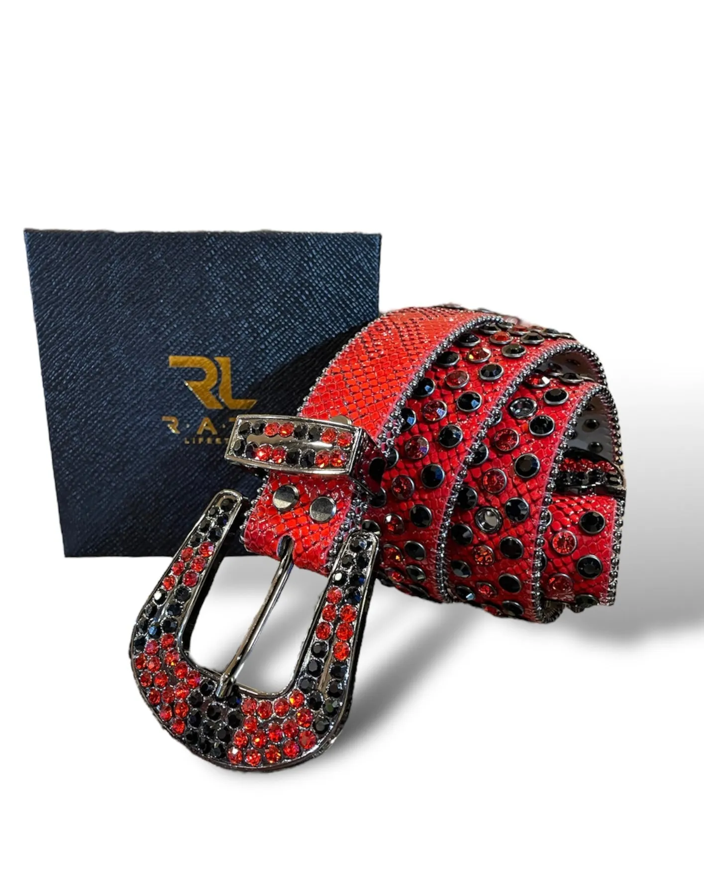 Glossed Snakeskin Stoned Belt