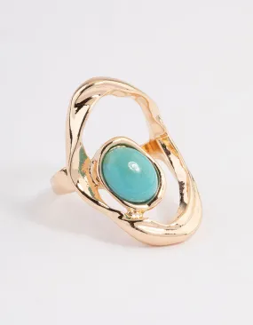 Gold Abstract Turquoise Ring