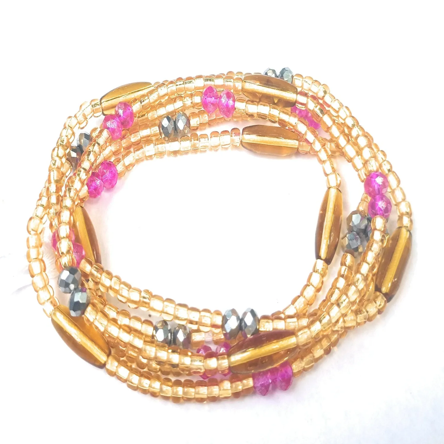 Gold & Silver Waist Bead Strands w/Colorful Accent Beads