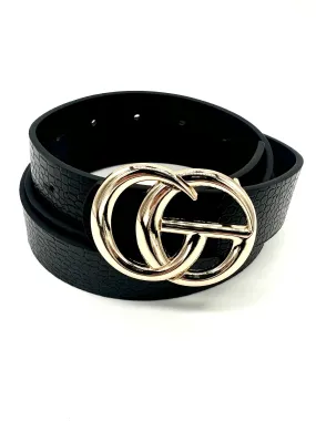 Gold Buckle Black Snake Belt