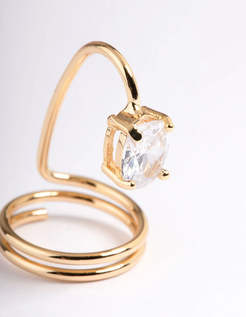 Gold Crystal Oval Fingertip Ring