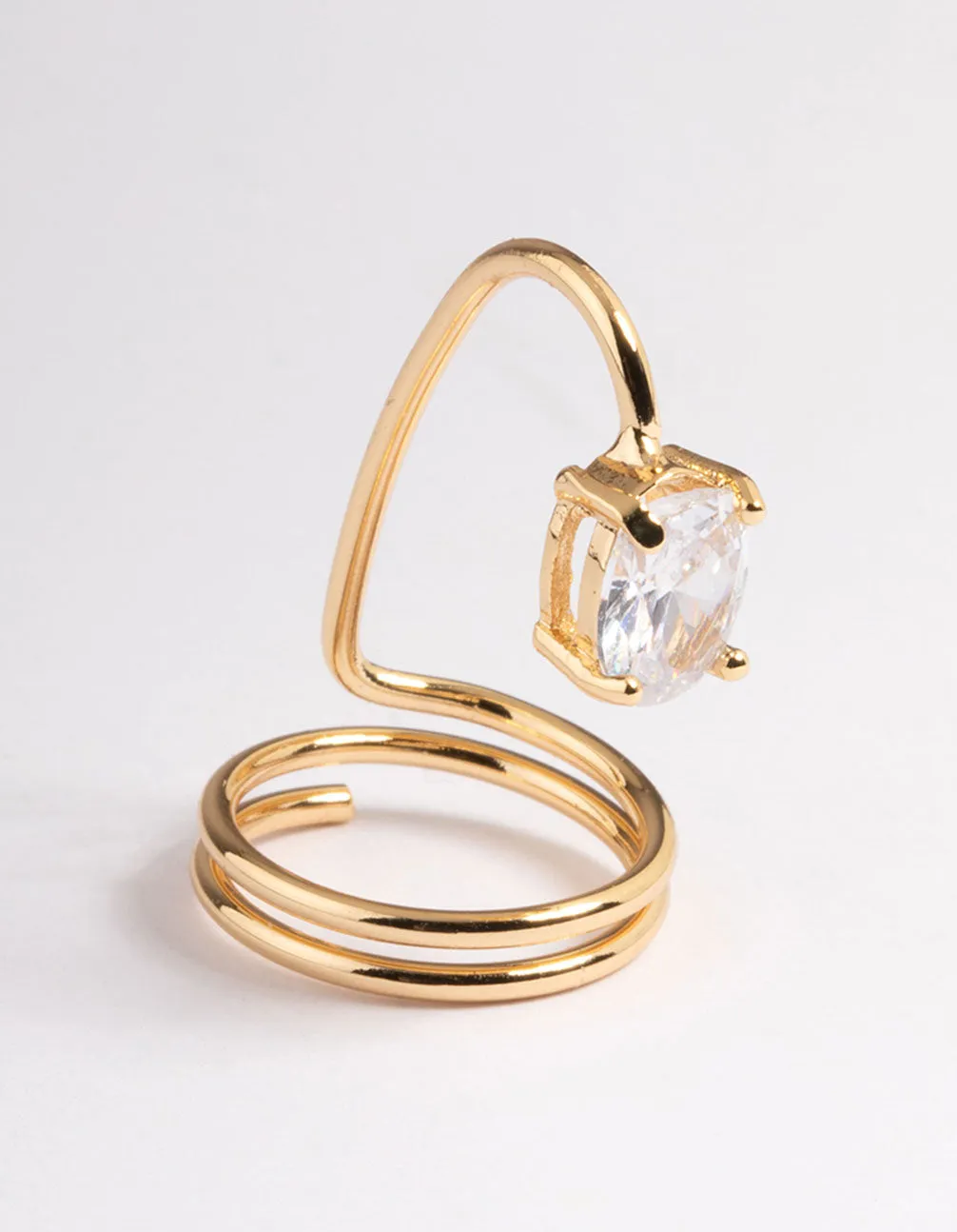 Gold Crystal Oval Fingertip Ring