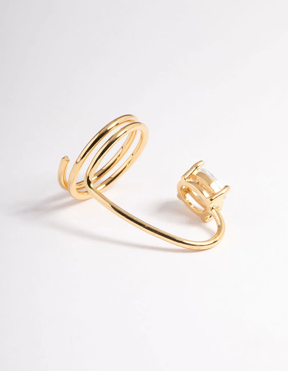 Gold Crystal Oval Fingertip Ring