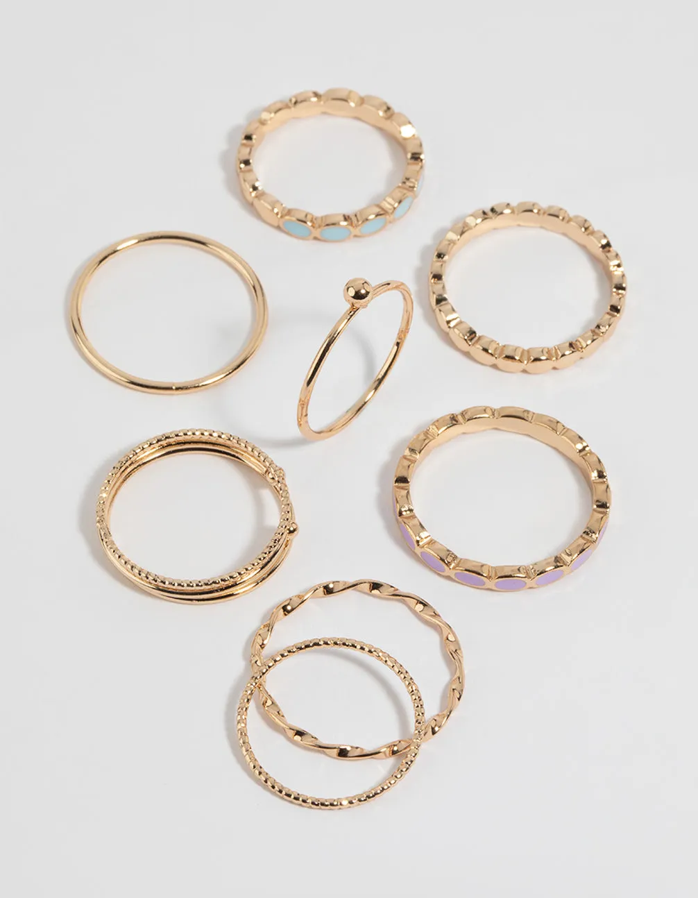 Gold Enamel Circle Ring Pack