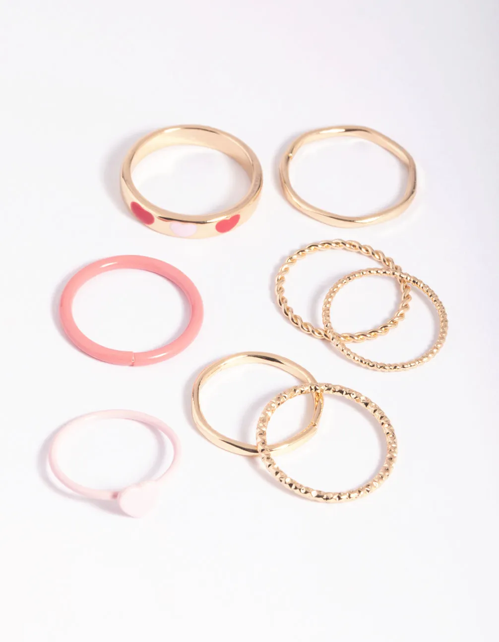 Gold Enamel Hearts Ring Pack